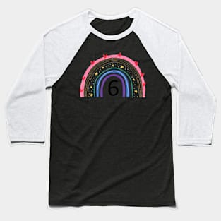 6Th Birthday Rainbow Birthday Countdown 6 Year Old Birthday Baseball T-Shirt